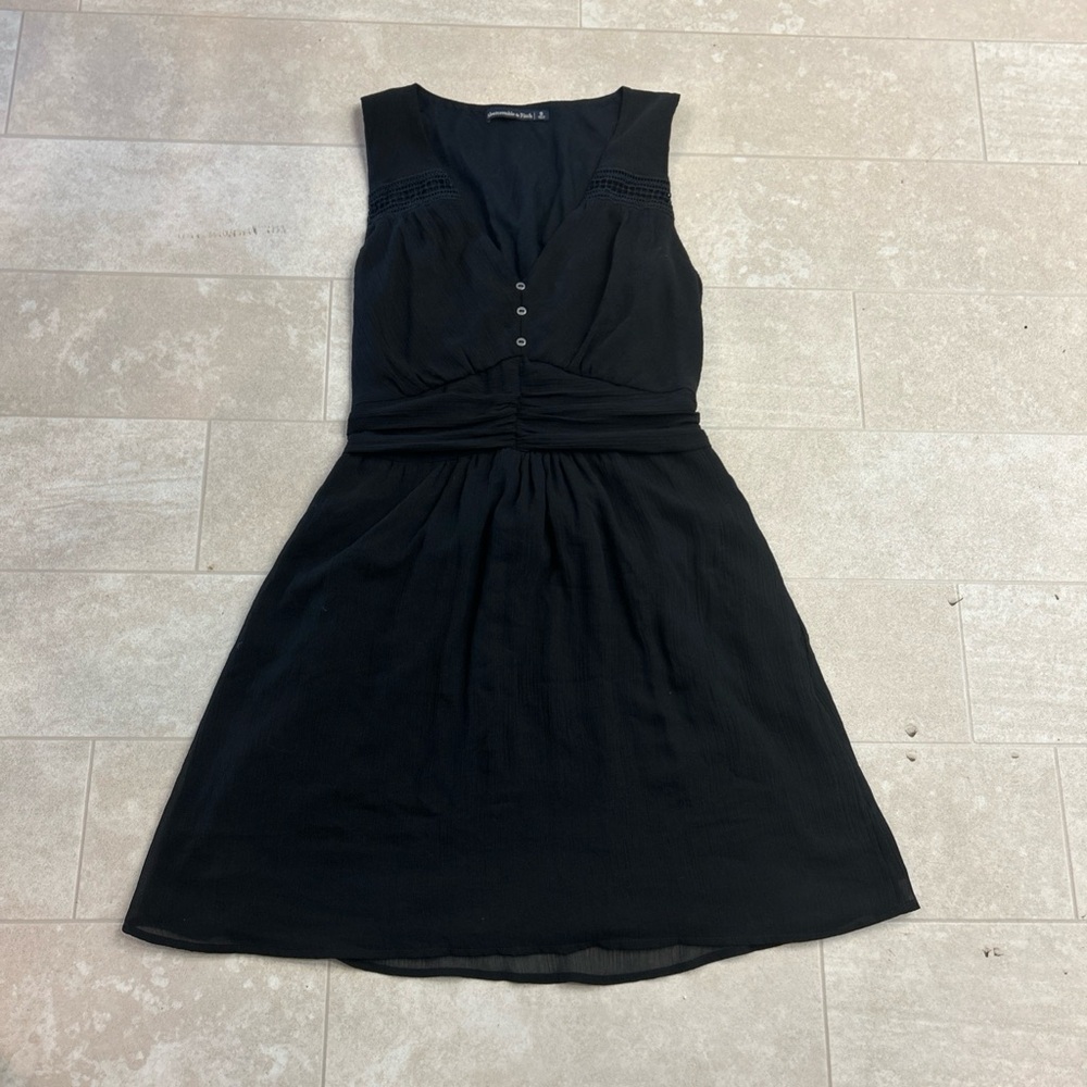 Abercrombie Fitch Dress Womens Small Mini Sheer Button Sleeves Pockets Elegant